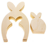 Set of 2 Unfinished Wooden Bunny Shape Figurines Cutouts DIY Craft 9.5 Inches ,dimensions in inches: 9.5 x 0.7 x 4.5