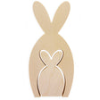 Set of 2 Unfinished Wooden Bunny Shape Figurines Cutouts DIY Craft 9.5 Inches in Beige color,  shape