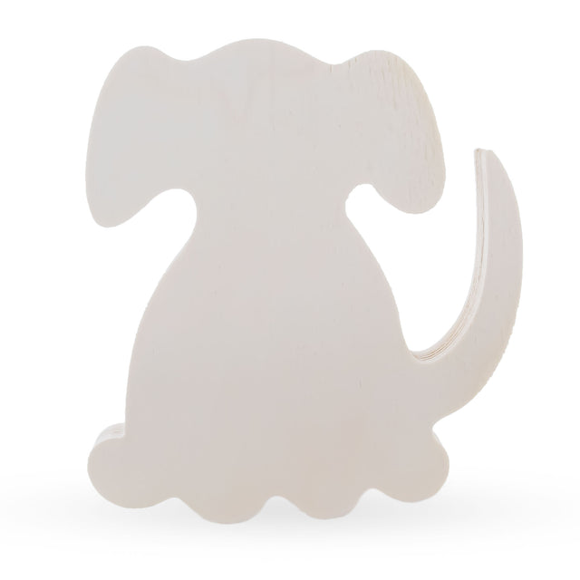 Unfinished Wooden Dog Shape Cutout DIY Craft 5.5 Inches in Beige color