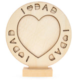 Wood Unfinished Standing Wooden "I Love Dad" Picture Frame DIY Craft 6.7 Inches in Beige color Round