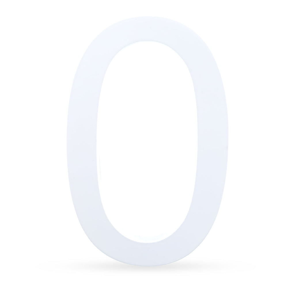 Arial Font White Painted MDF Wood Number 0 (Zero) 6 Inches in White color