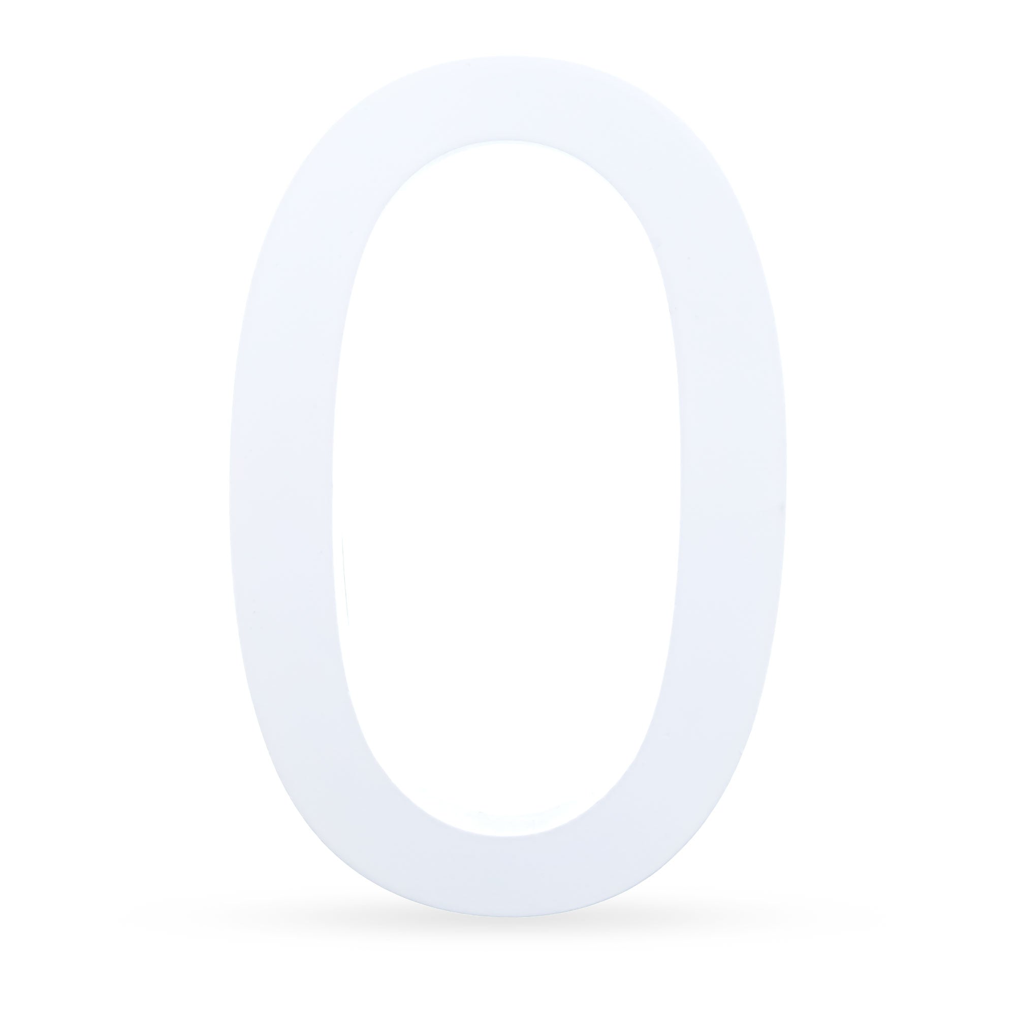 Arial Font White Painted MDF Wood Number 0 (Zero) 6 Inches in White color