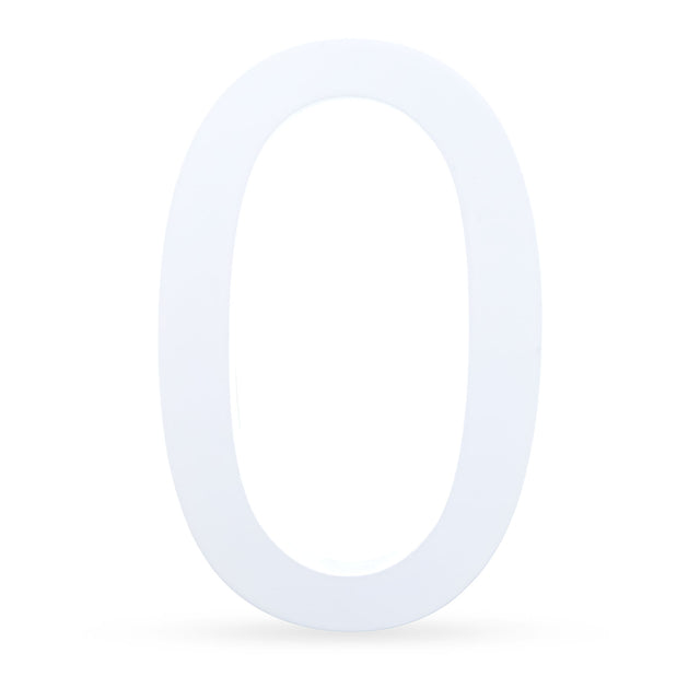 Arial Font White Painted MDF Wood Number 0 (Zero) 6 Inches in White color