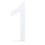 Arial Font White Painted MDF Wood Number 1 (One) 6 Inches in White color