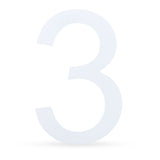 Arial Font White Painted MDF Wood Number 3 (Three) 6 Inches in  color