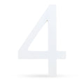 Arial Font White Painted MDF Wood Number 4 (Four) 6 Inches in White color