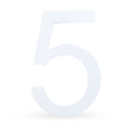 Arial Font White Painted MDF Wood Number 5 (Five) 6 Inches in White color