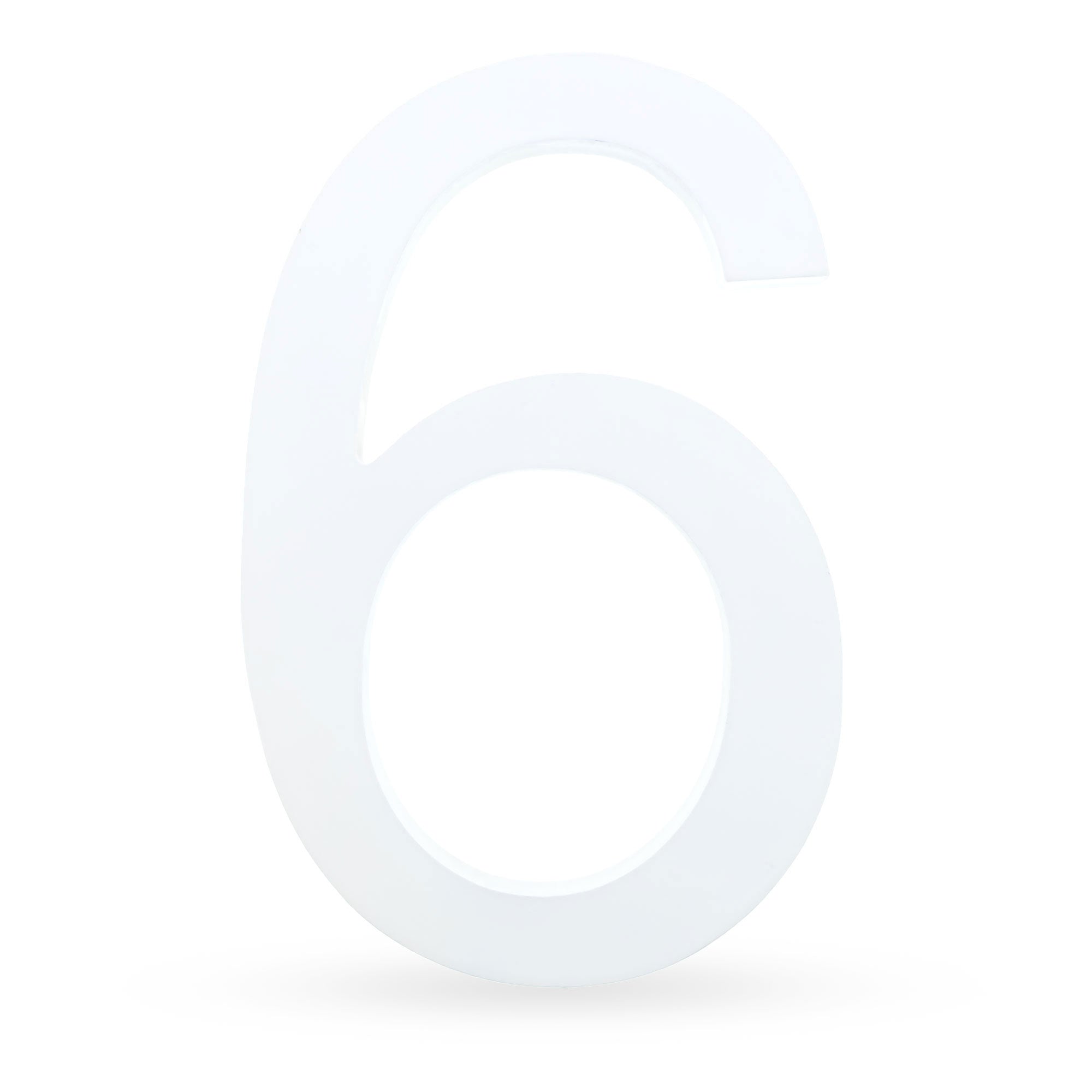 Arial Font White Painted MDF Wood Number 6 (Six) 6 Inches in White color