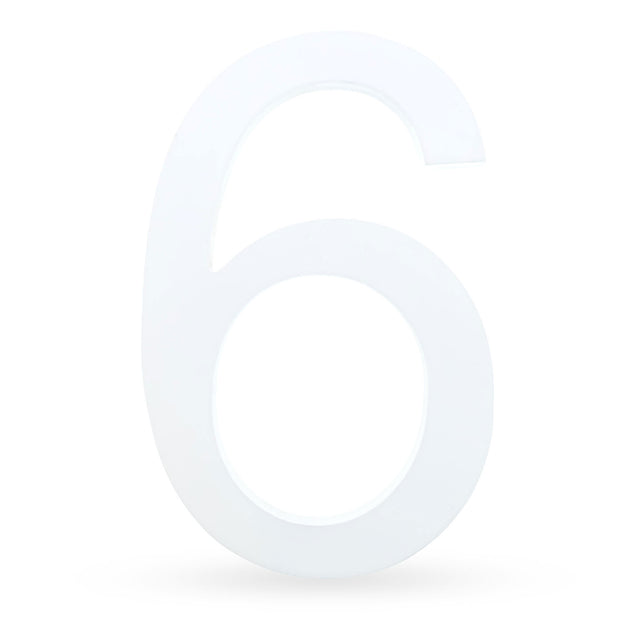 Arial Font White Painted MDF Wood Number 6 (Six) 6 Inches in White color