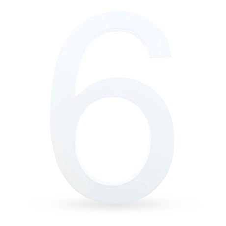 Arial Font White Painted MDF Wood Number 6 (Six) 6 Inches in  color