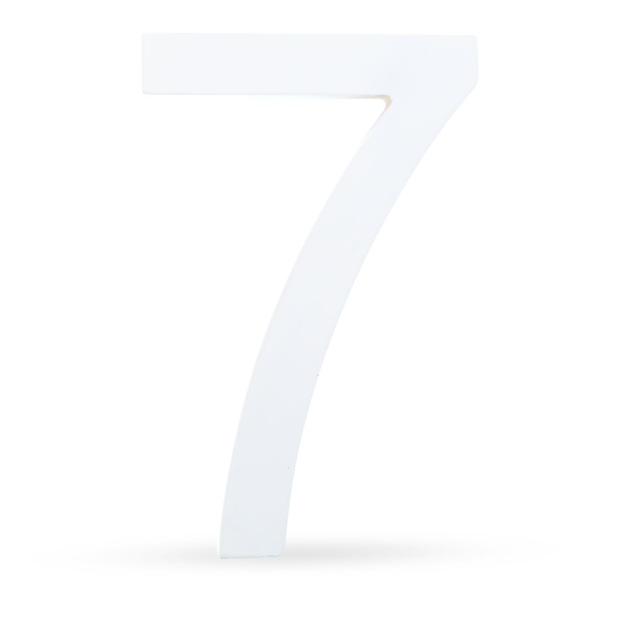 Arial Font White Painted MDF Wood Number 7 (Seven) 6 Inches in White color
