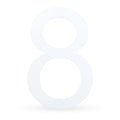 Arial Font White Painted MDF Wood Number 8 (Eight) 6 Inches in White color