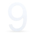 Arial Font White Painted MDF Wood Number 9 (Nine) 6 Inches in White color
