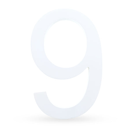 Arial Font White Painted MDF Wood Number 9 (Nine) 6 Inches in  color