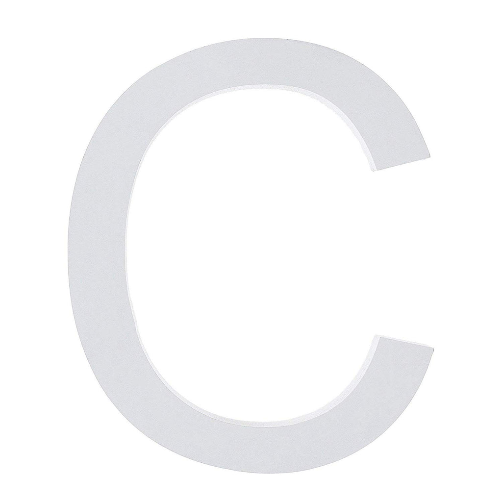 Arial Font White Painted MDF Wood Letter C (6 Inches) in White color