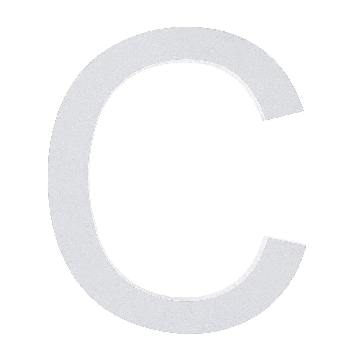 Arial Font White Painted MDF Wood Letter C (6 Inches) in White color,  shape