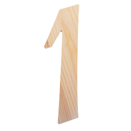 Unfinished Wooden Playball Italic Number 1 (6.25 Inches) in Beige color