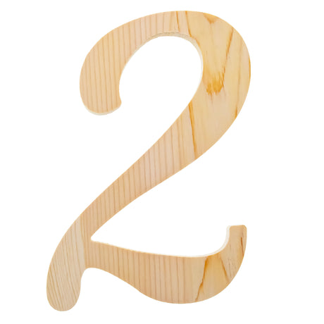 Unfinished Wooden Playball Italic Number 2 (6.25 Inches) in Beige color