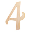 Unfinished Wooden Playball Italic Number 4 (6.25 Inches) in Beige color
