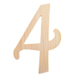 Unfinished Wooden Playball Italic Number 4 (6.25 Inches) in Beige color