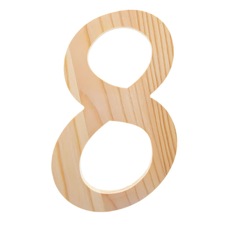 Unfinished Wooden Playball Italic Number 8 (6.25 Inches) in Beige color
