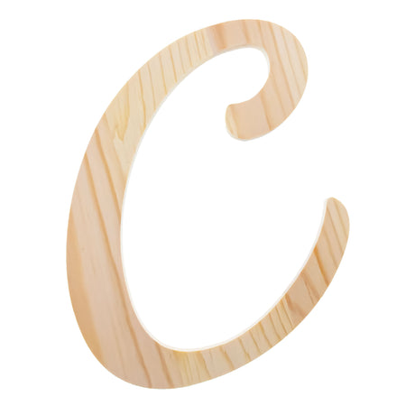 Unfinished Wooden Playball Italic Letter C (6.25 Inches) in Beige color
