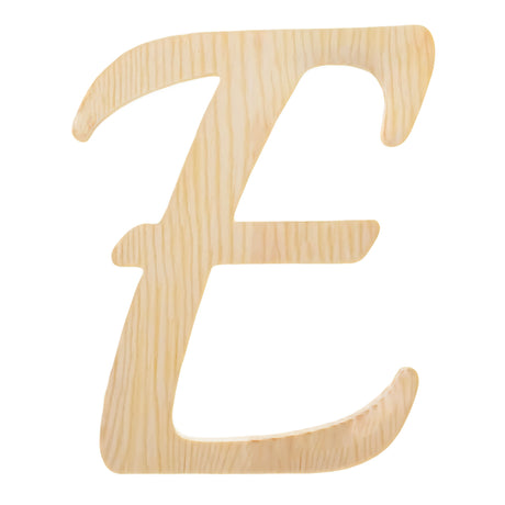 Unfinished Wooden Playball Italic Letter E (6.25 Inches) in Beige color