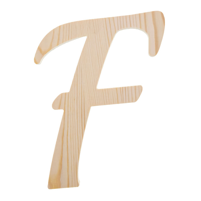 Unfinished Wooden Playball Italic Letter F (6.25 Inches) in Beige color