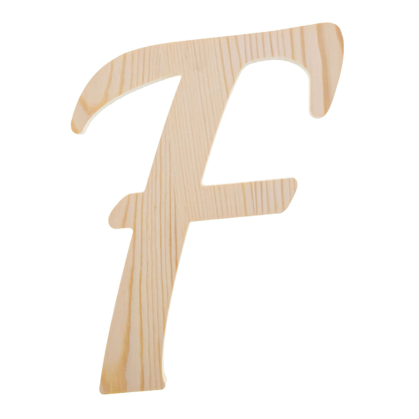 Unfinished Wooden Playball Italic Letter F (6.25 Inches) in Beige color