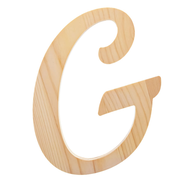 Unfinished Wooden Playball Italic Letter G (6.25 Inches) in Beige color