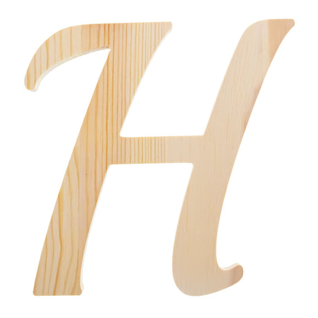 Unfinished Wooden Playball Italic Letter H (6.25 Inches) in Beige color