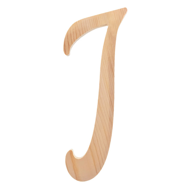 Unfinished Wooden Playball Italic Letter J (6.25 Inches) in Beige color