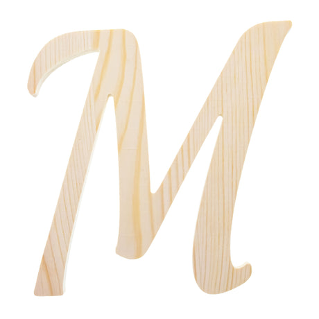 Unfinished Wooden Playball Italic Letter M (6.25 Inches) in Beige color