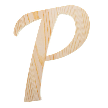 Unfinished Wooden Playball Italic Letter P (6.25 Inches) in Beige color