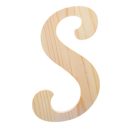 Unfinished Wooden Playball Italic Letter S (6.25 Inches) in Beige color