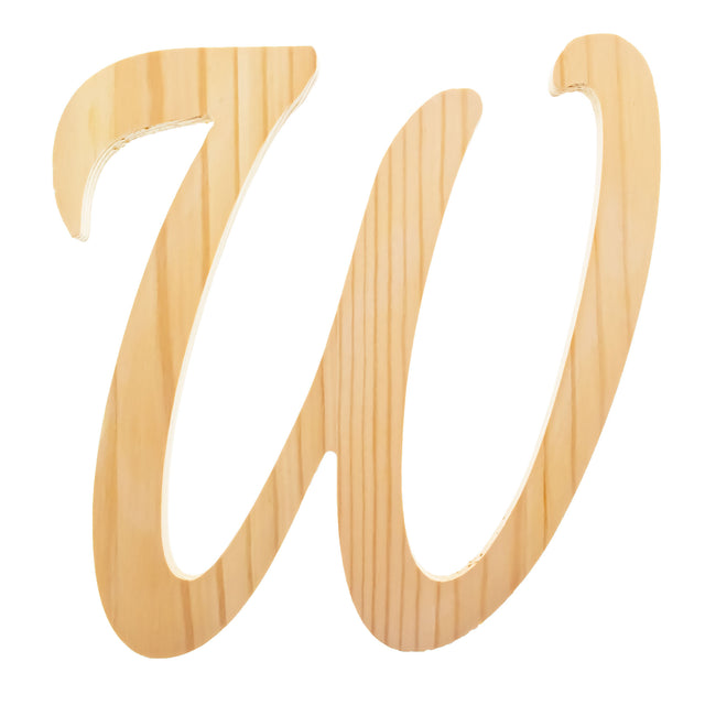 Unfinished Wooden Playball Italic Letter W (6.25 Inches) in Beige color