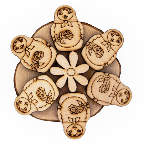 Wooden Matryoshka Coaster for Drinks, Table Coaster in Beige color Star