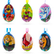 Set of 6- Dog, Birds, Hedgehog, Doves Wooden Christmas Ornaments 3 Inches in Multi color Oval
