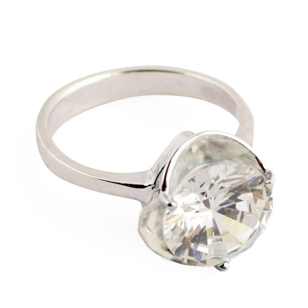 CZ Collection Sterling Silver Ring (Size 6) in Silver color