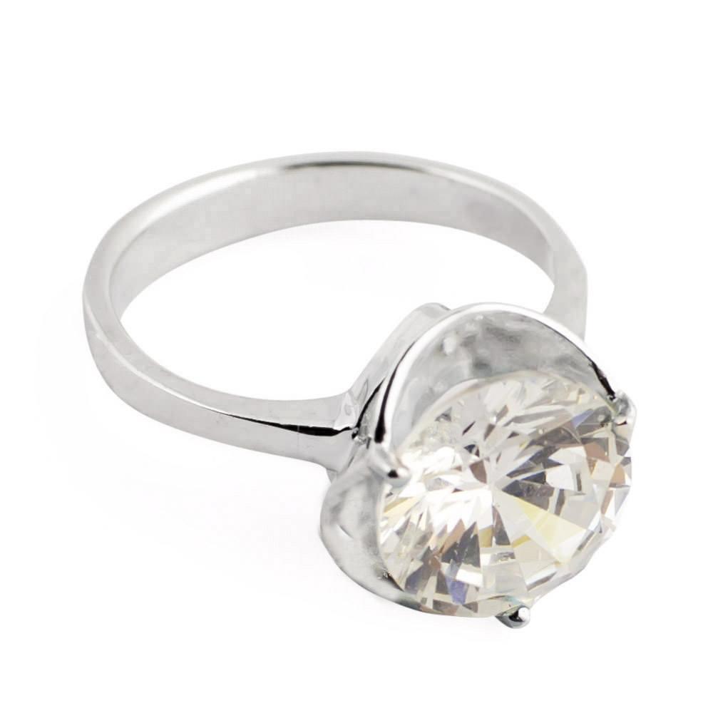 CZ Collection Sterling Silver Ring (Size 7) in Silver color,  shape