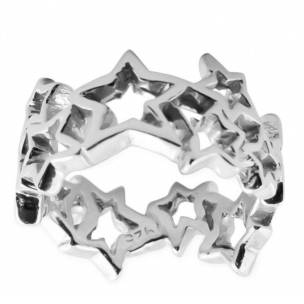 Star Cutout Sterling Silver Ring (Size 7) in Silver color