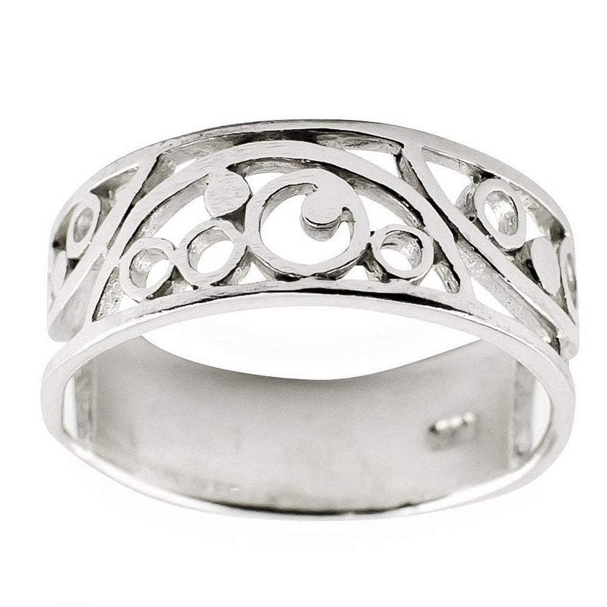 Cut Out Design Sterling Silver Ring (Size 6) in Silver color