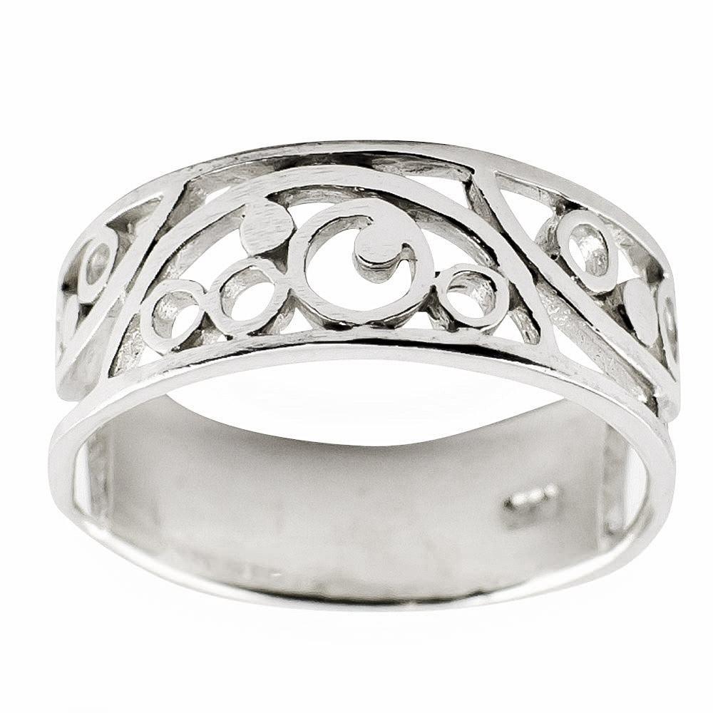 Cut Out Design Sterling Silver Ring (Size 6) in Silver color,  shape