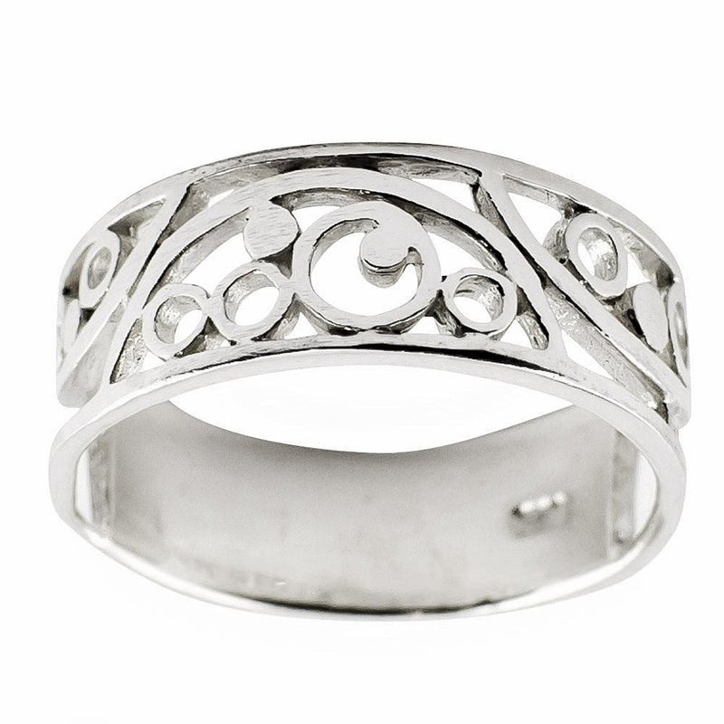 Cut Out Design Sterling Silver Ring (Size 6) in Silver color,  shape