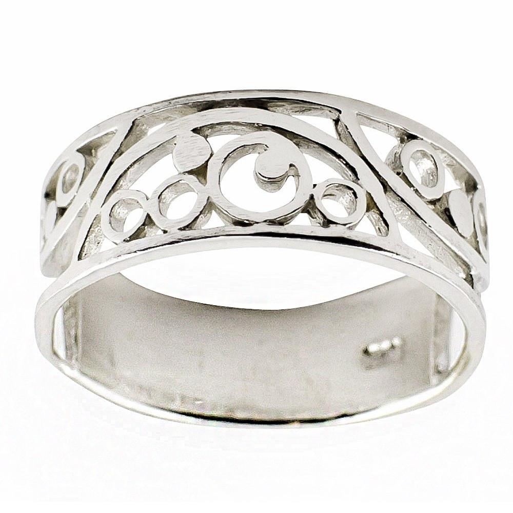 Cut Out Design Sterling Silver Ring (Size 7) in Silver color