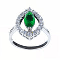 Green Rhodium CZ Sterling Silver Ring (Size 7) in Green color