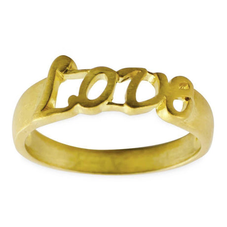 Love 14 Karat Gold Plated Sterling Silver Ring (Size 6) in Gold color