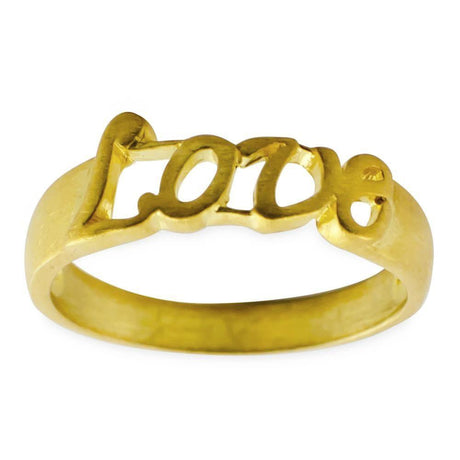 Sterling Silver Love 14 Karat Gold Plated Love Sterling Silver Ring (Size 7) in Gold color