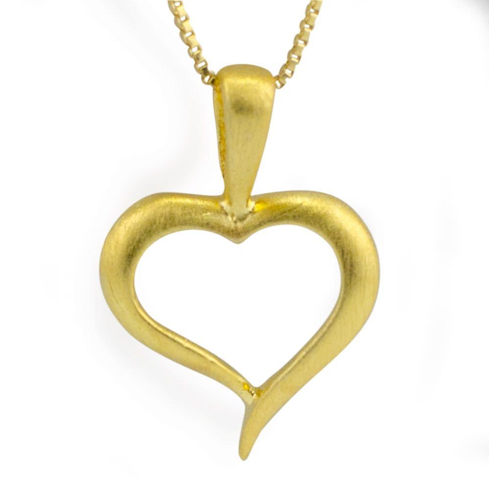 Matte Vermeil Heart Sterling Silver Pendant in Gold color