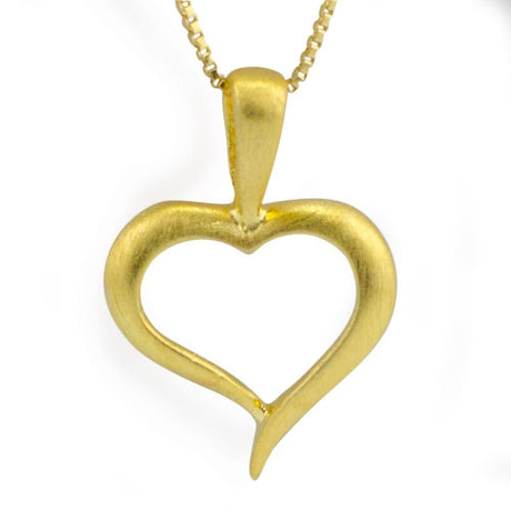 Matte Vermeil Heart Sterling Silver Pendant in Gold color